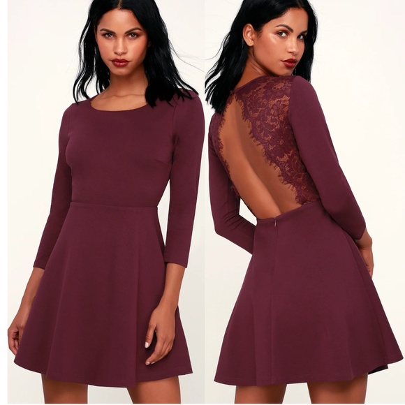 Lulus Dresses & Skirts - Lulus "Felicity" Open Back Skater Dress - Plum Purple Size XS
